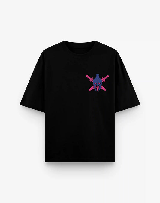 PINK FLAME BLACK OVERSIZED TEE