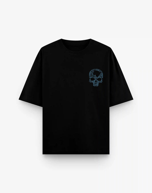 BLUE SKULL BLACK OVERSIZED TSHIRT