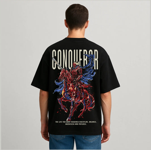 CONQUEROR BLACK OVERSIZED TSHIRT