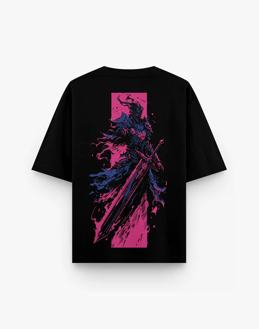 PINK FLAME BLACK OVERSIZED TEE