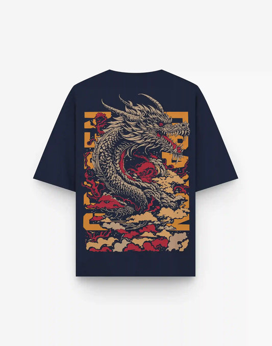 GOLDEN DRAGON | OVERSIZED DARK BLUE TEE