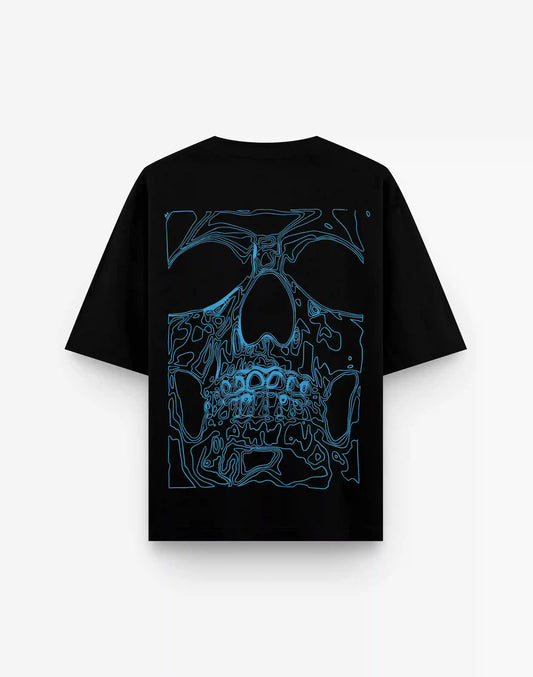 BLUE SKULL BLACK OVERSIZED TSHIRT