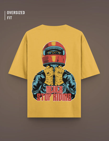 NEVER STOP RIDING | GOLDEN YELLOW OVERSIZED TEE