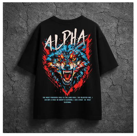 ALPHA WOLF BLACK OVERSIZED TSHIRT