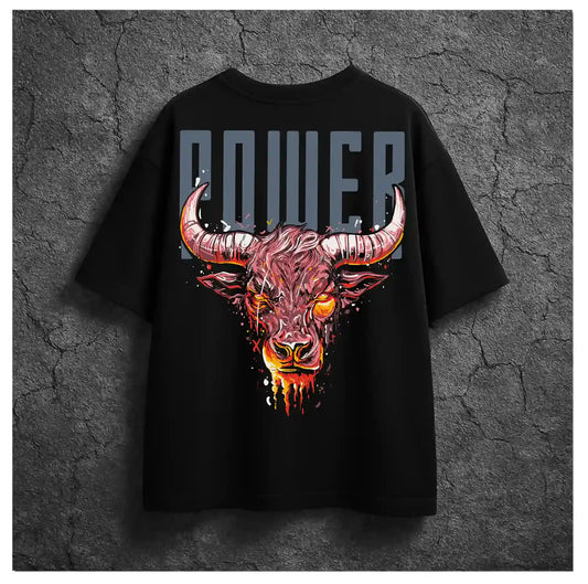 BULL POWER BLACK OVERSIZED TSHIRT
