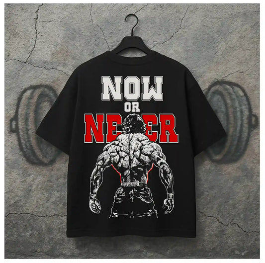 NOW OR NEVER BLACK OVERSIZED TSHIRT