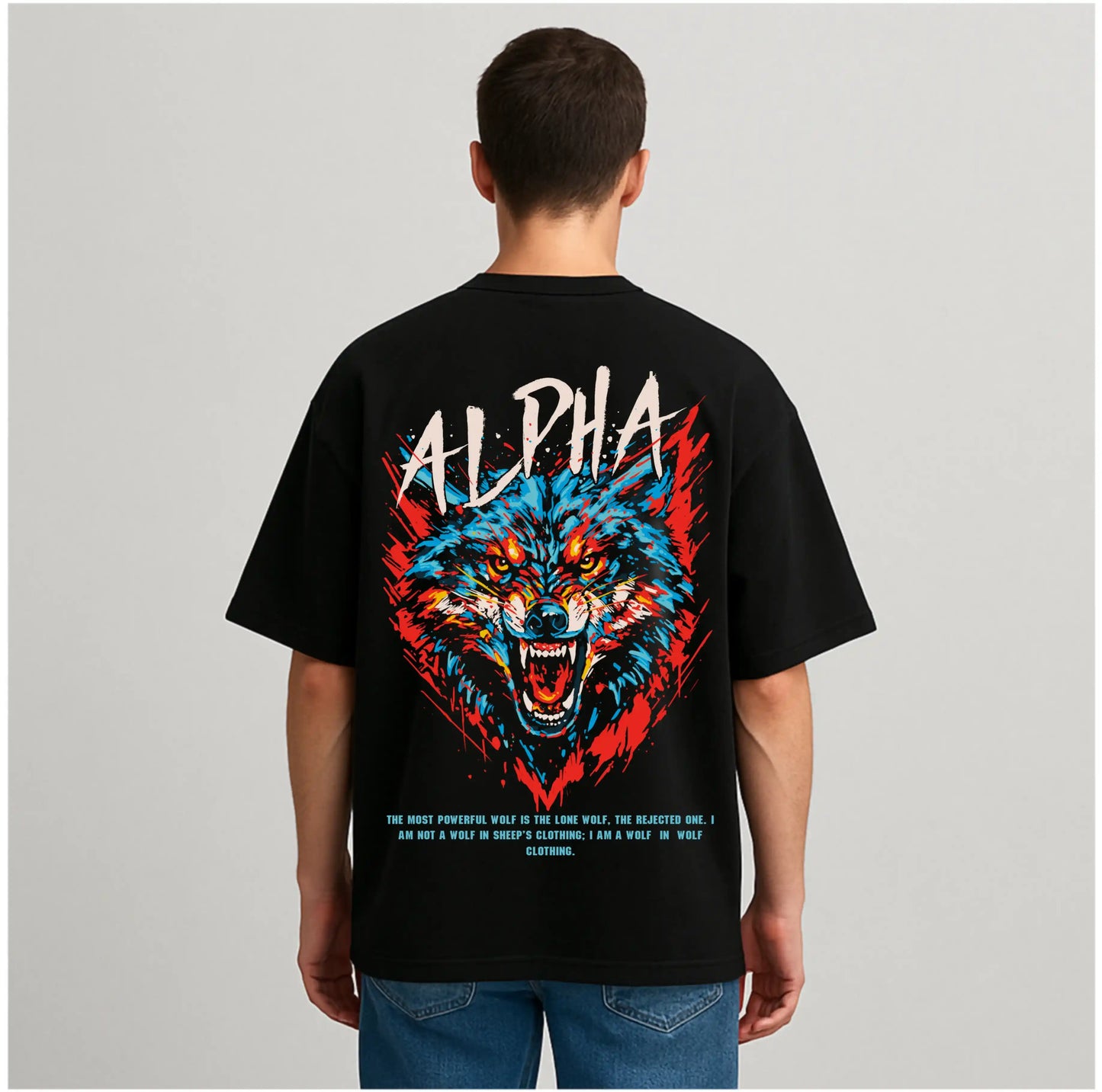 ALPHA WOLF BLACK OVERSIZED TSHIRT