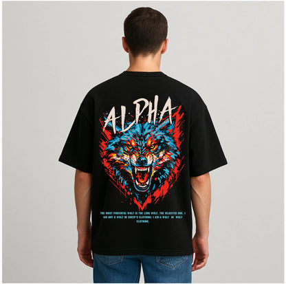 ALPHA WOLF BLACK OVERSIZED TSHIRT