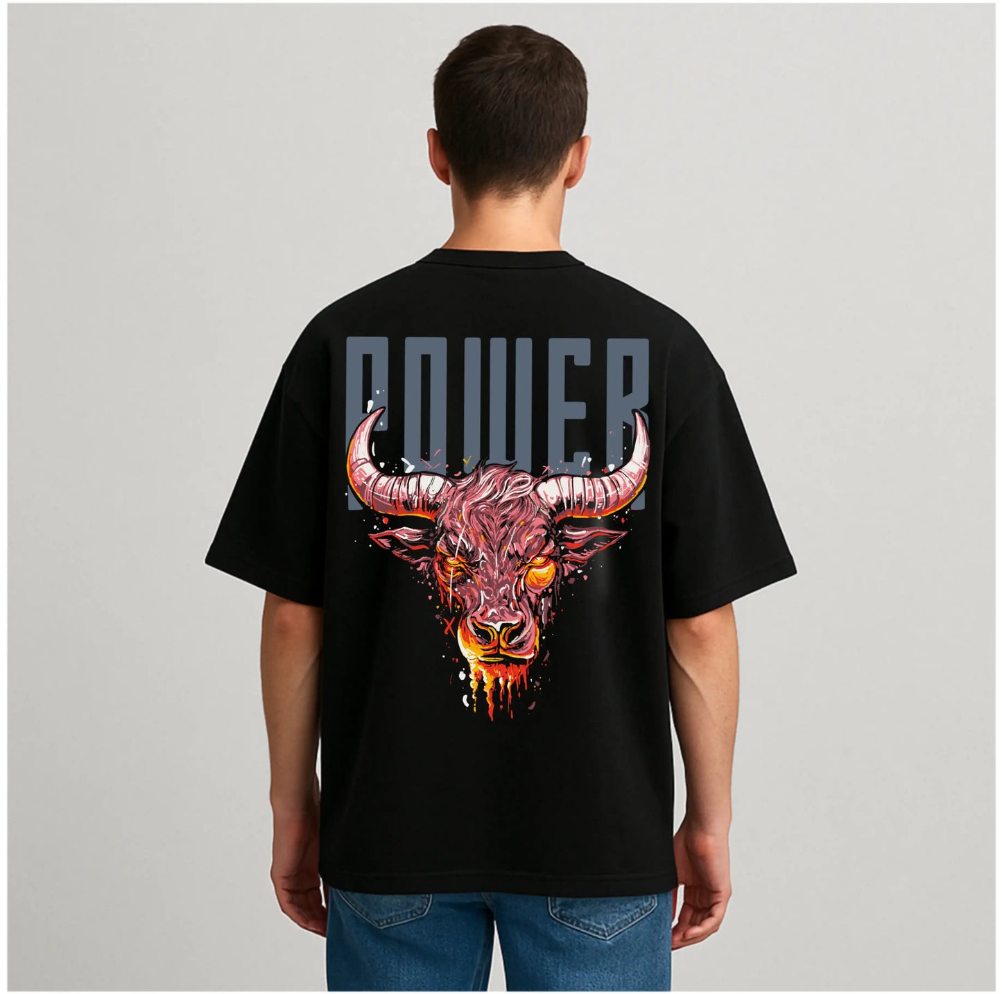 BULL POWER BLACK OVERSIZED TSHIRT