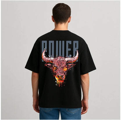 BULL POWER BLACK OVERSIZED TSHIRT