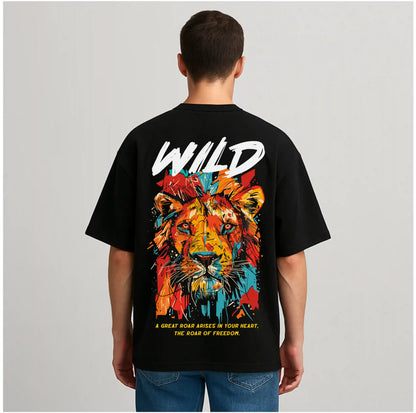 WILD LION BLACK OVERSIZED TSHIRT