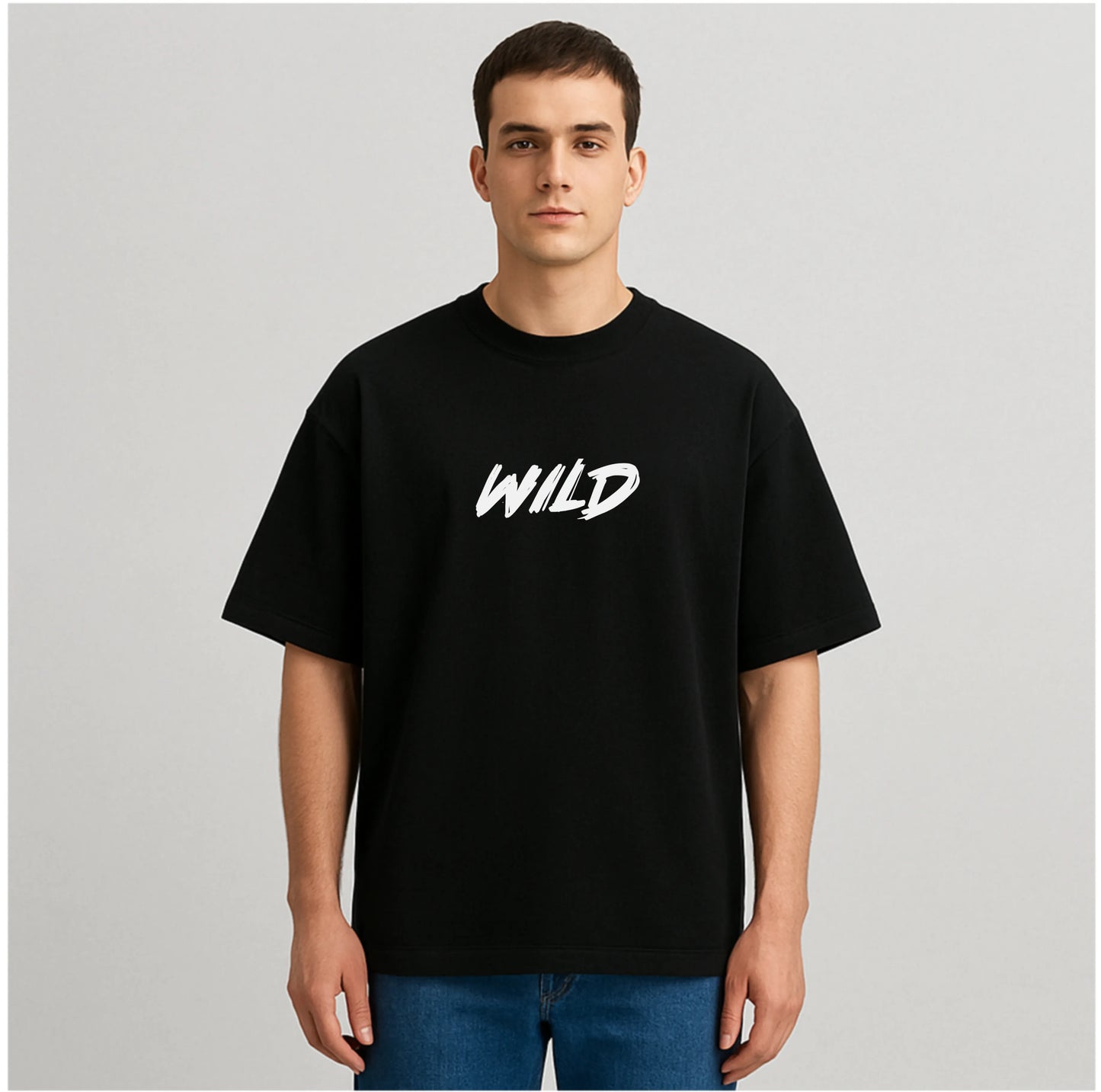 WILD LION BLACK OVERSIZED TSHIRT