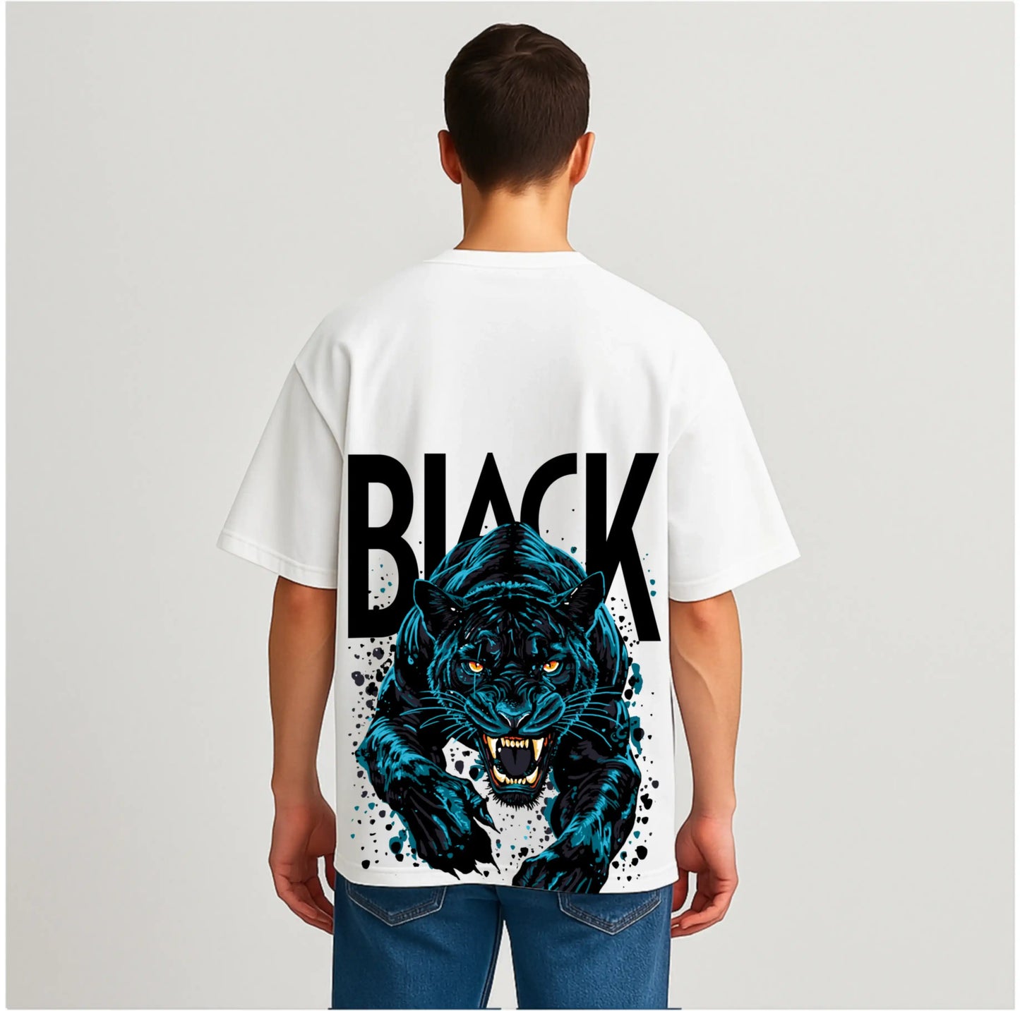 BLACK PANTHER WHITE OVERSIZED TSHIRT