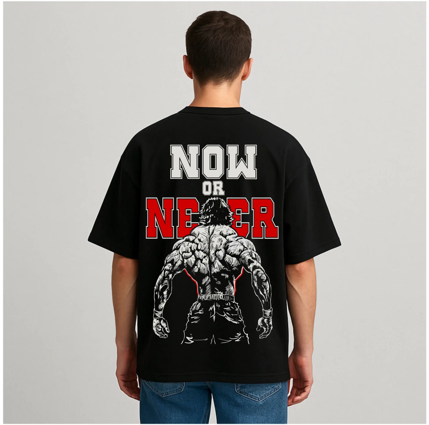 NOW OR NEVER BLACK OVERSIZED TSHIRT