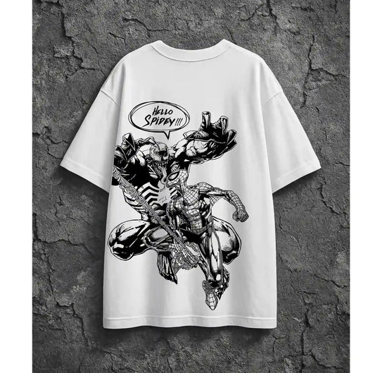 HELLO SPIDY WHITE OVERSIZED TSHIRT