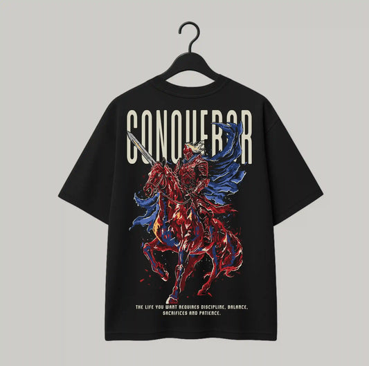 CONQUEROR BLACK OVERSIZED TSHIRT
