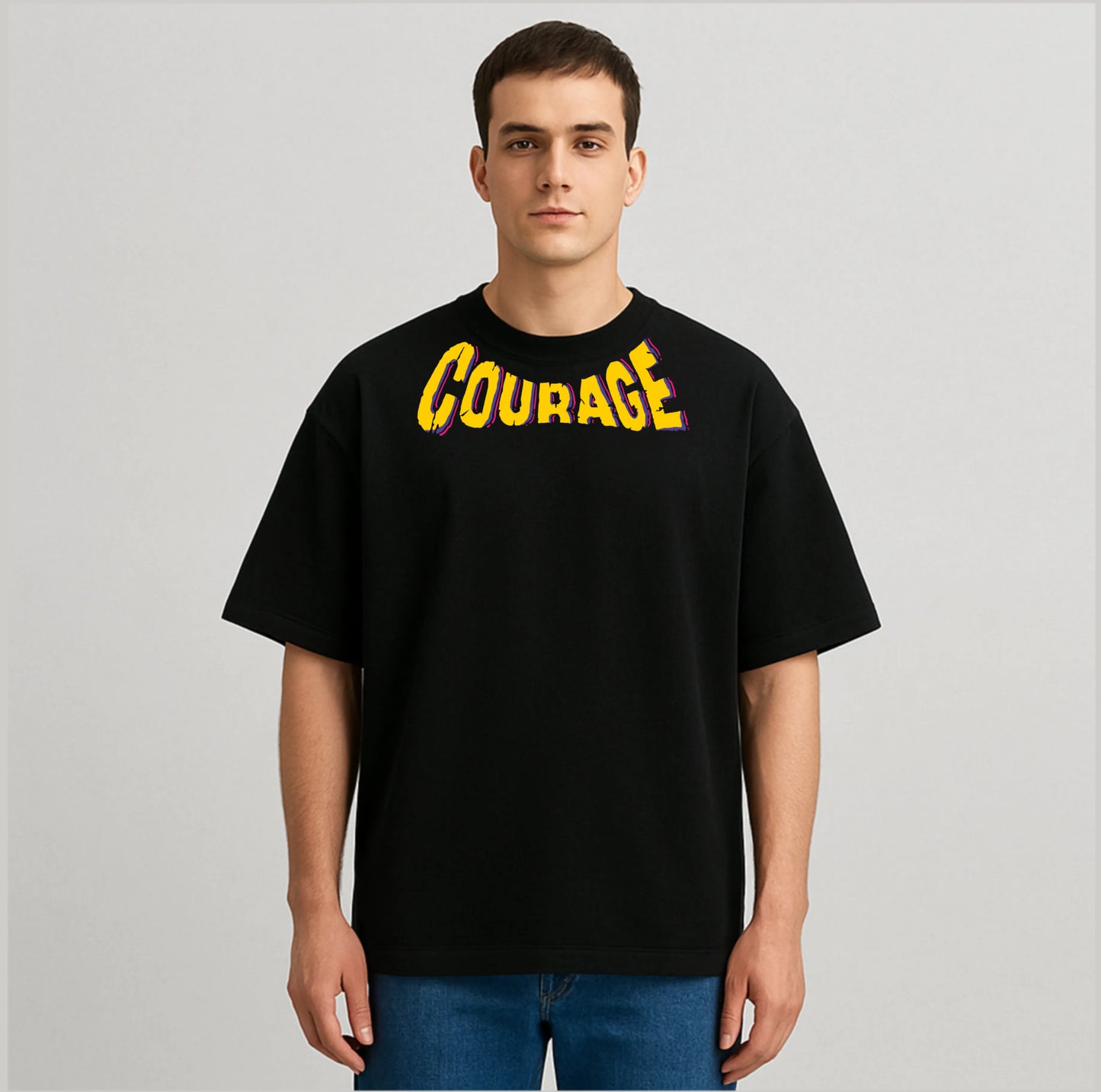 COURAGE BLACK OVERSIZED TSHIRT