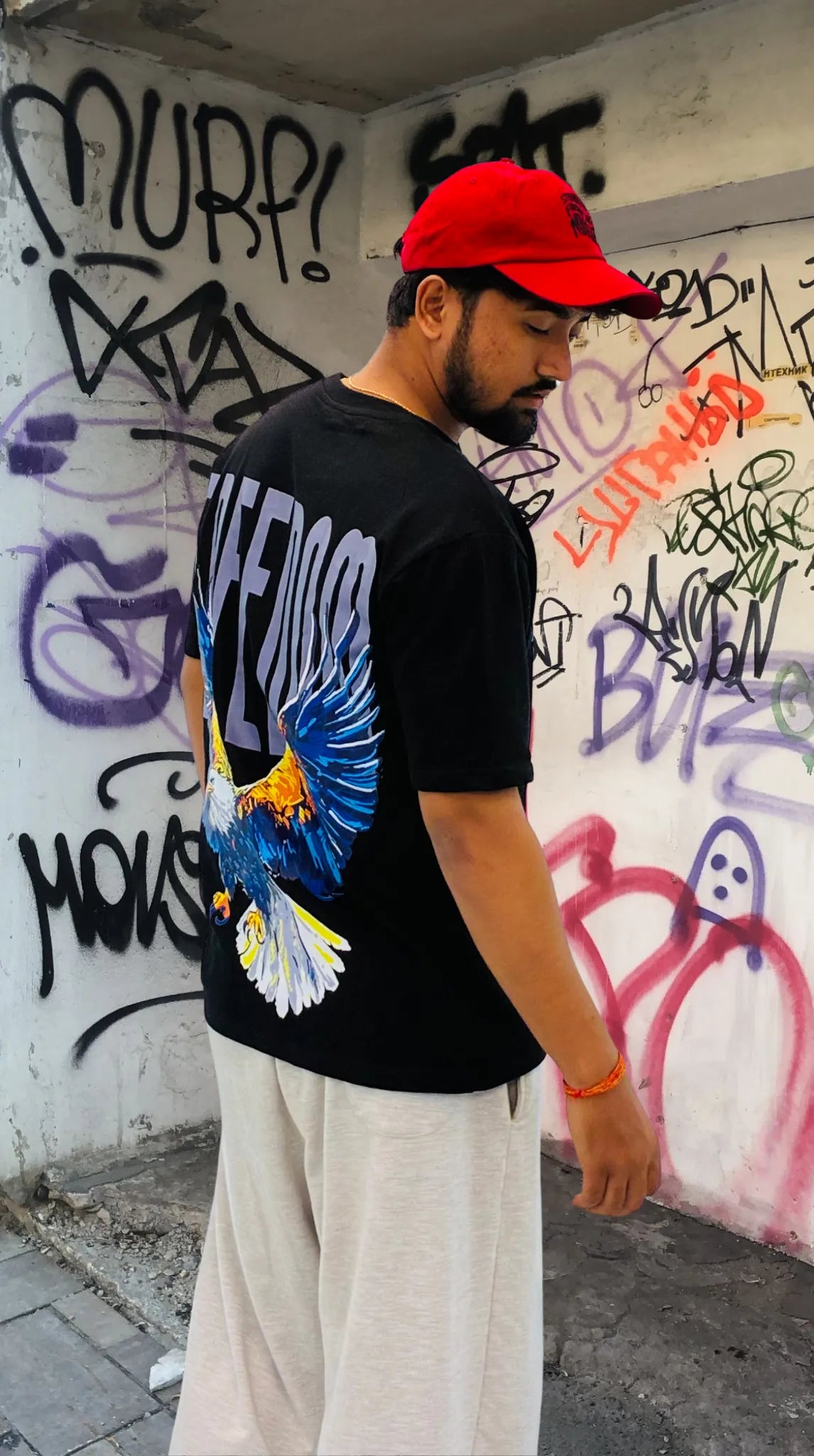 FLYING EAGLE BLACK OVERSIZED TSHIRT