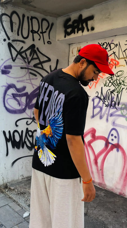 FLYING EAGLE BLACK OVERSIZED TSHIRT