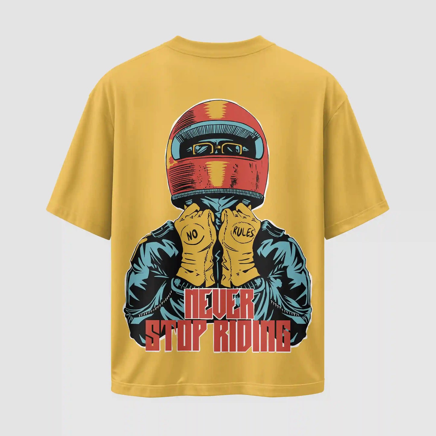 NEVER STOP RIDING | GOLDEN YELLOW OVERSIZED TEE