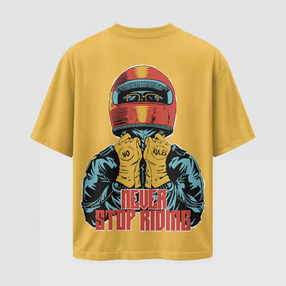 NEVER STOP RIDING | GOLDEN YELLOW OVERSIZED TEE