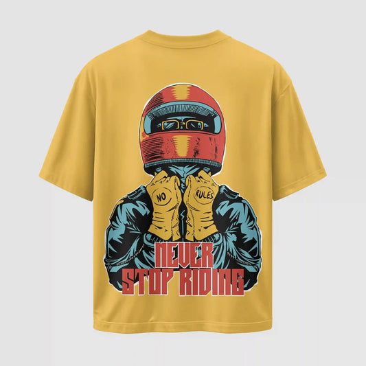 NEVER STOP RIDING | GOLDEN YELLOW OVERSIZED TEE