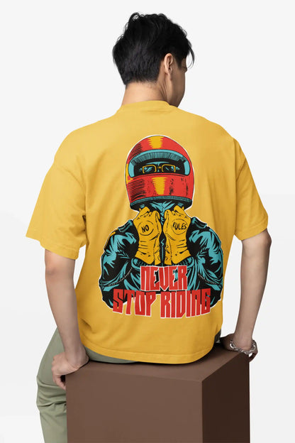 NEVER STOP RIDING | GOLDEN YELLOW OVERSIZED TEE