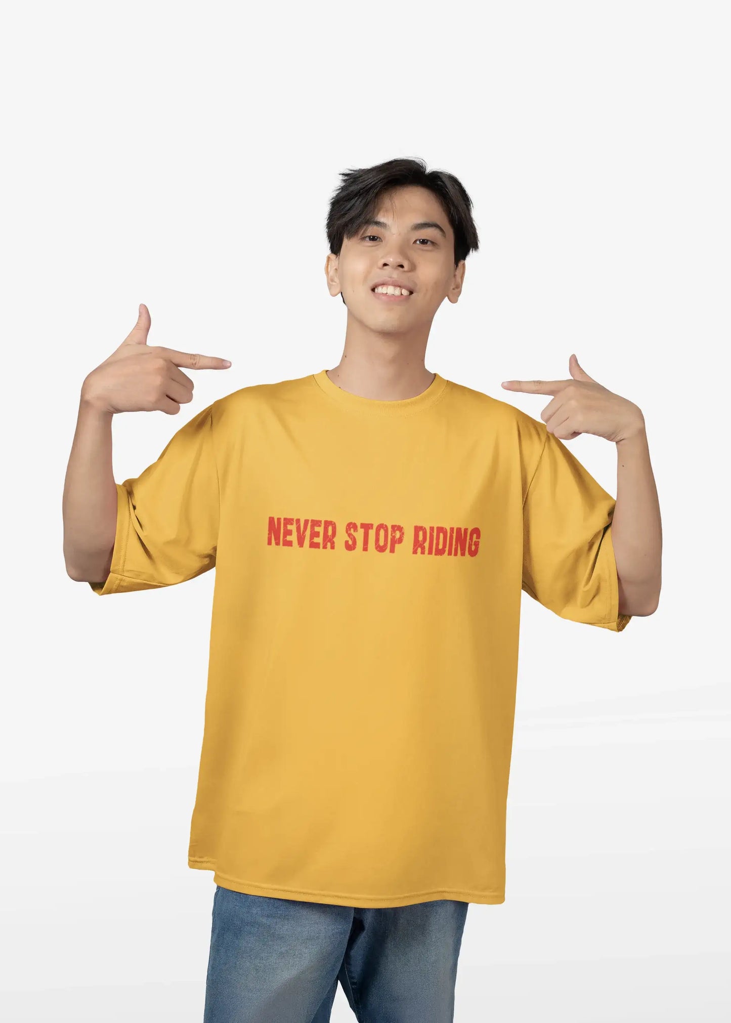 NEVER STOP RIDING | GOLDEN YELLOW OVERSIZED TEE